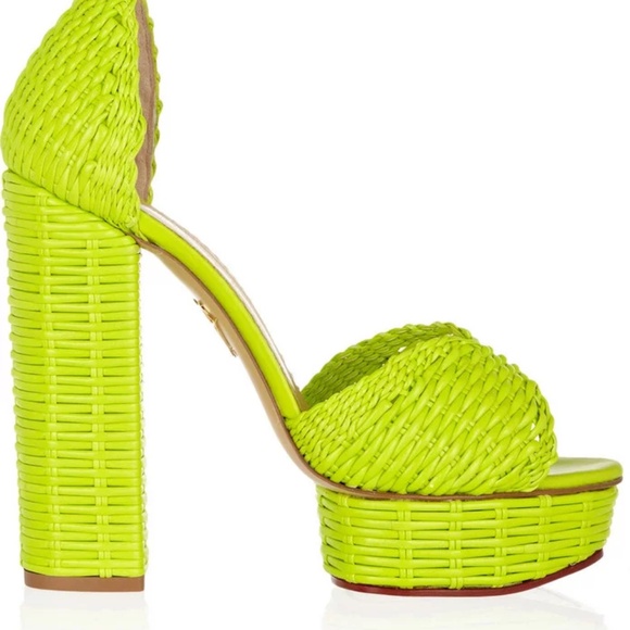 Charlotte Olympia florence neon green woven leather heels - Picture 6 of 6